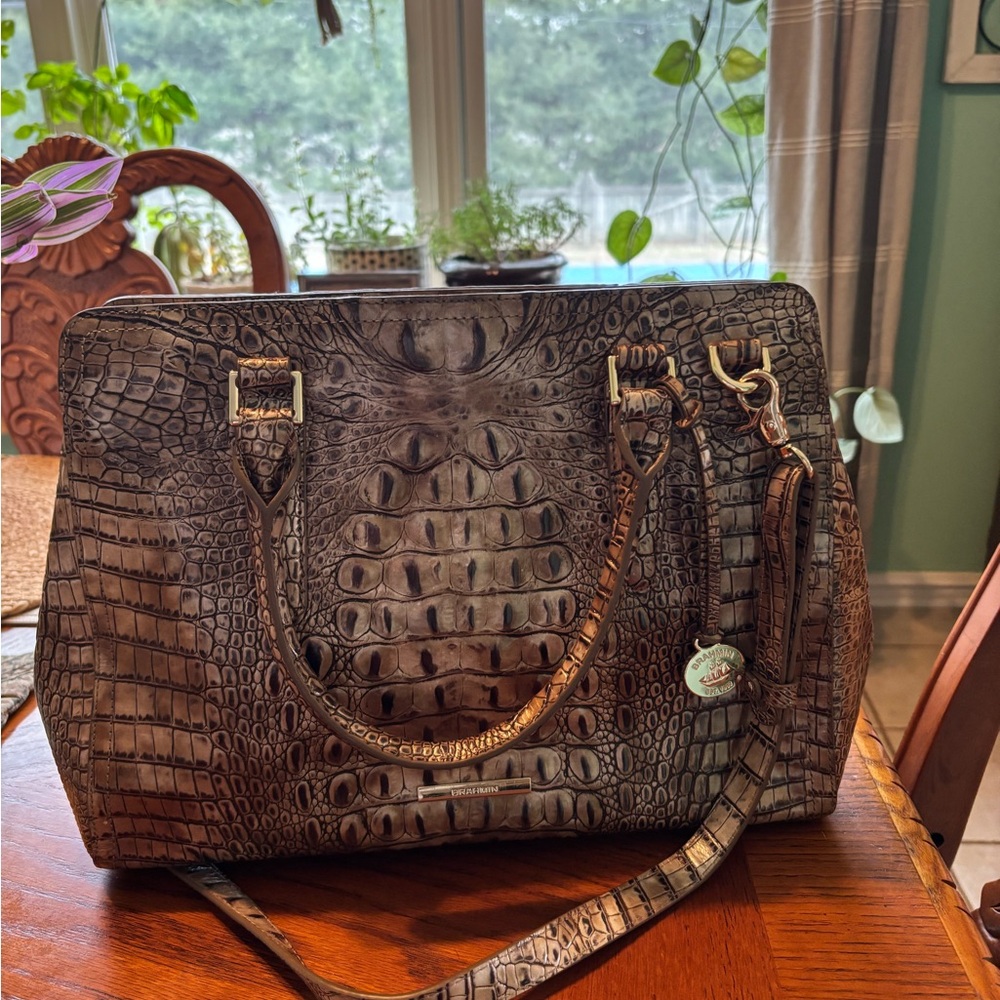 Brahmin Crocodile-Embossed Bag Finley Carryall